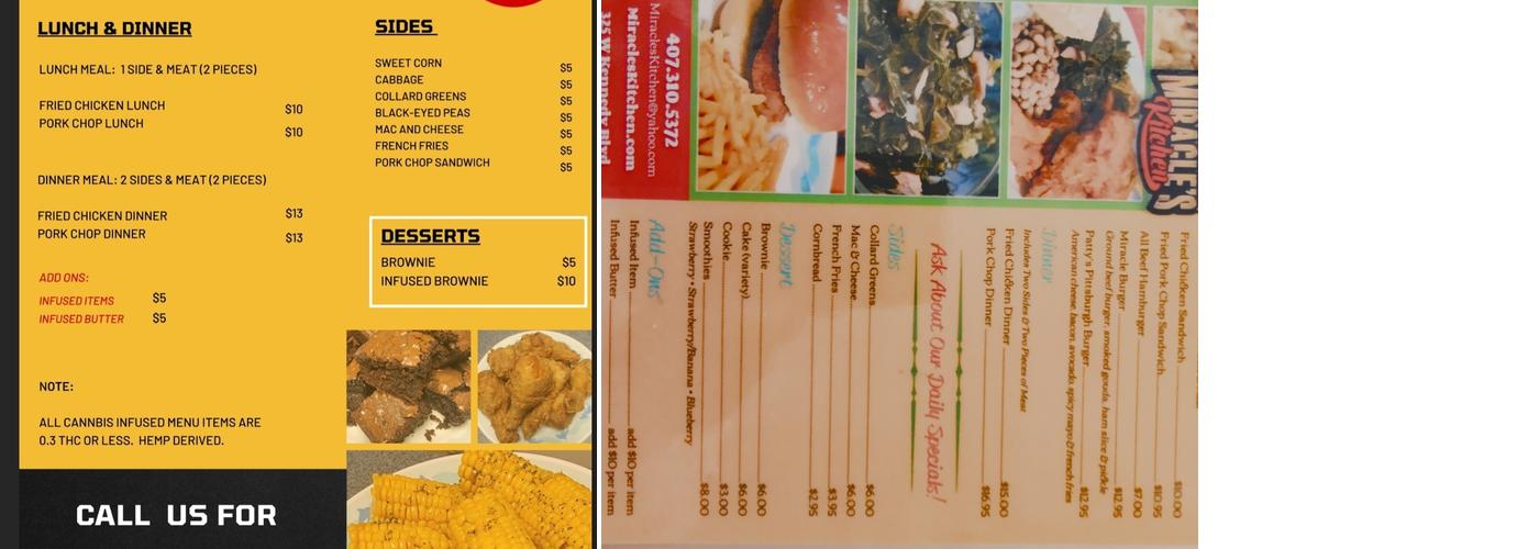 Miracle's Kitchen Menu