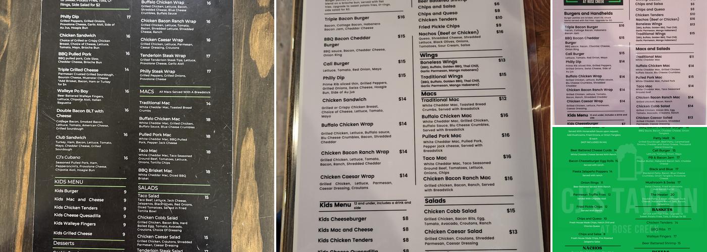 CJ’s Tavern Menu