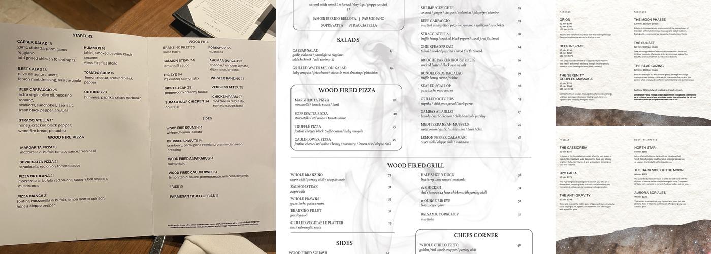 AHU|MAR Menu
