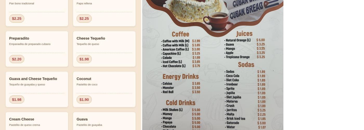 Cami Bakery Menu