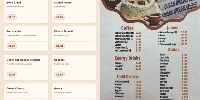 Cami Bakery Menu
