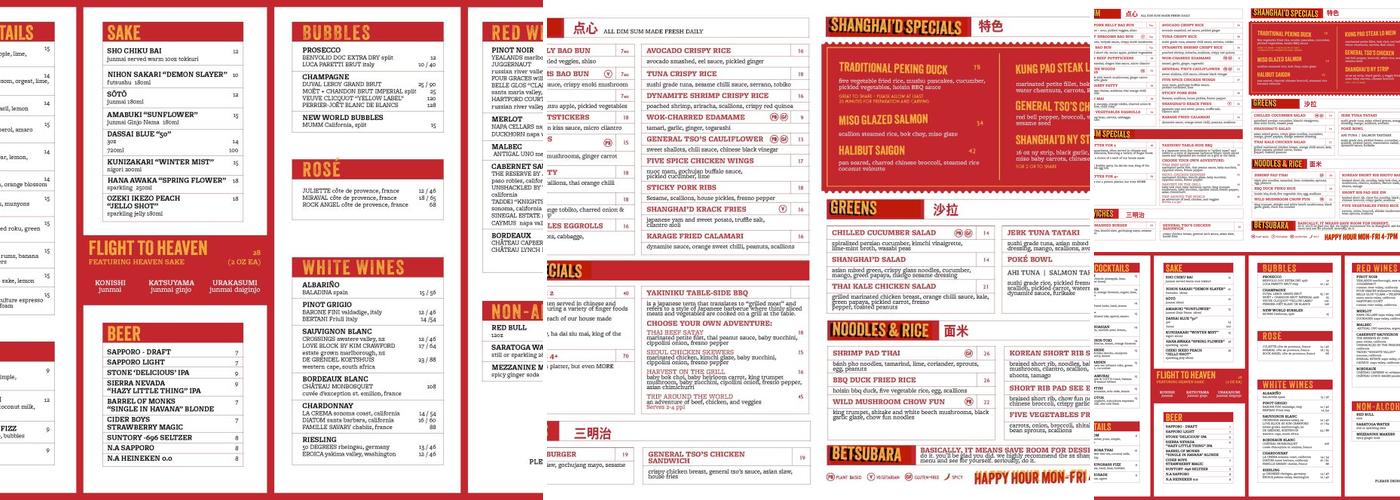 Shanghai'd Menu