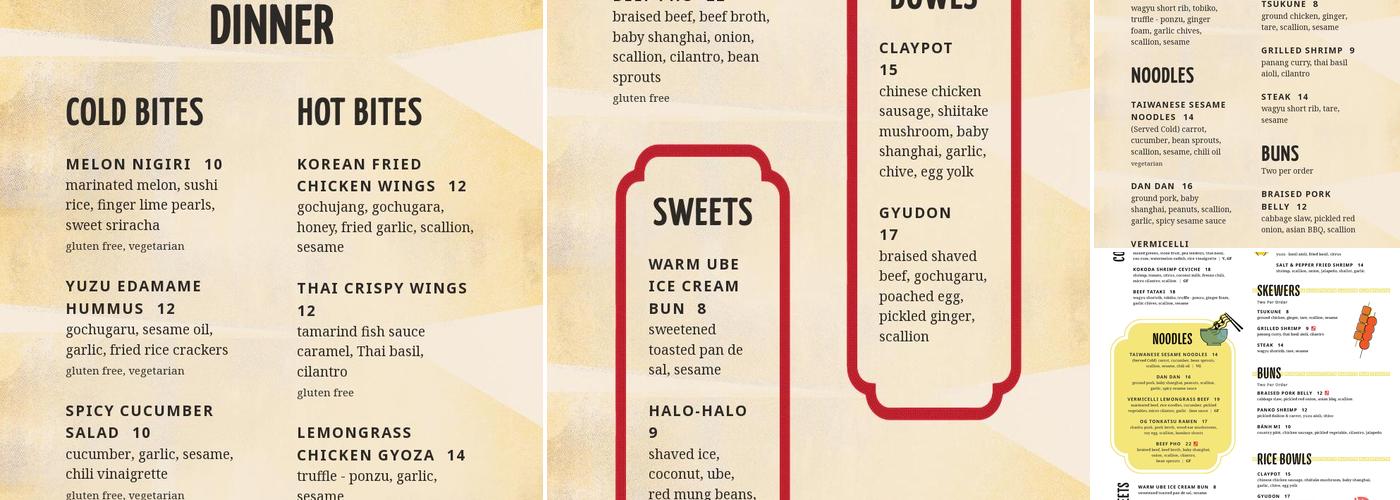 Singing Tiger Menu