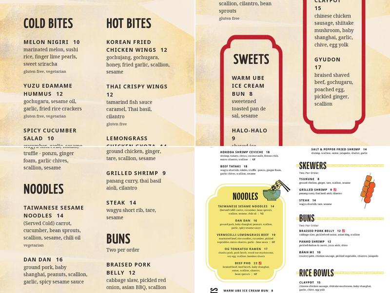 Singing Tiger Menu