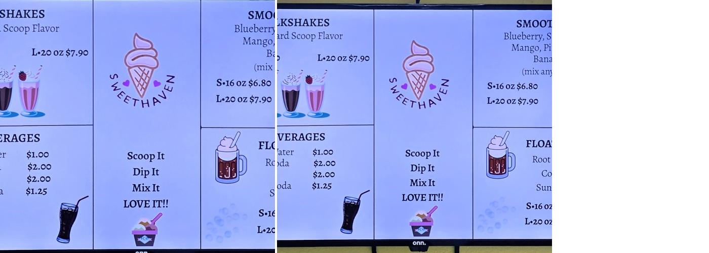 Sweet Haven Menu