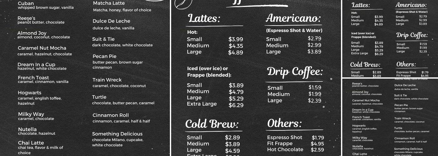 105 Cafe & Coffee Menu