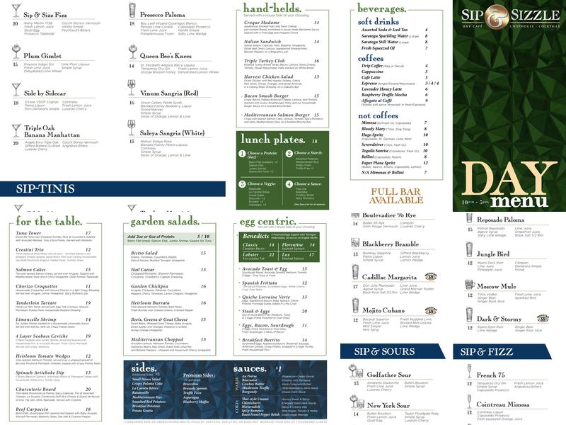 Sip & Sizzle Menu