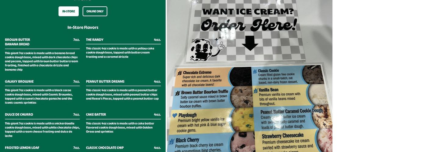 THICK Cookie Co. Menu