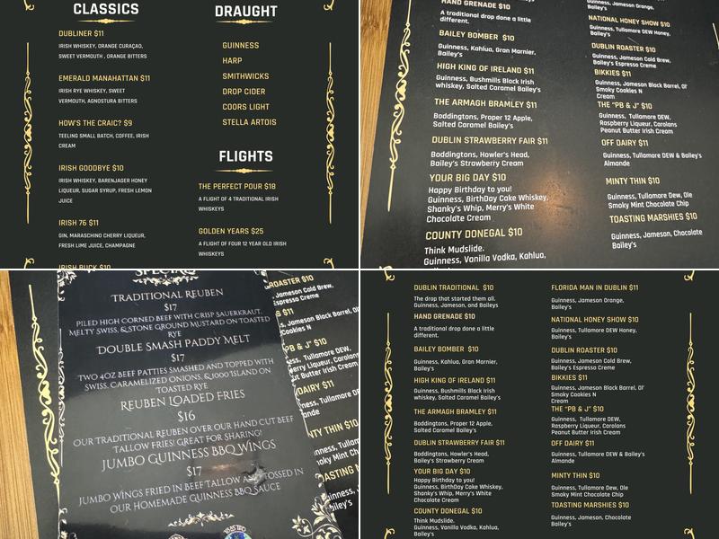 Dublin Drop Menu