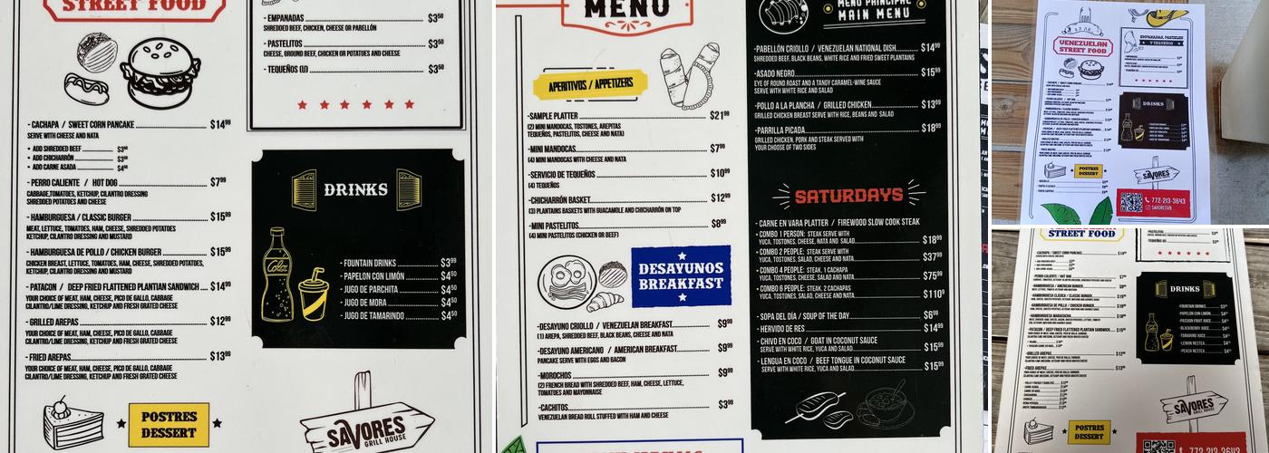 Savores Grill House Menu