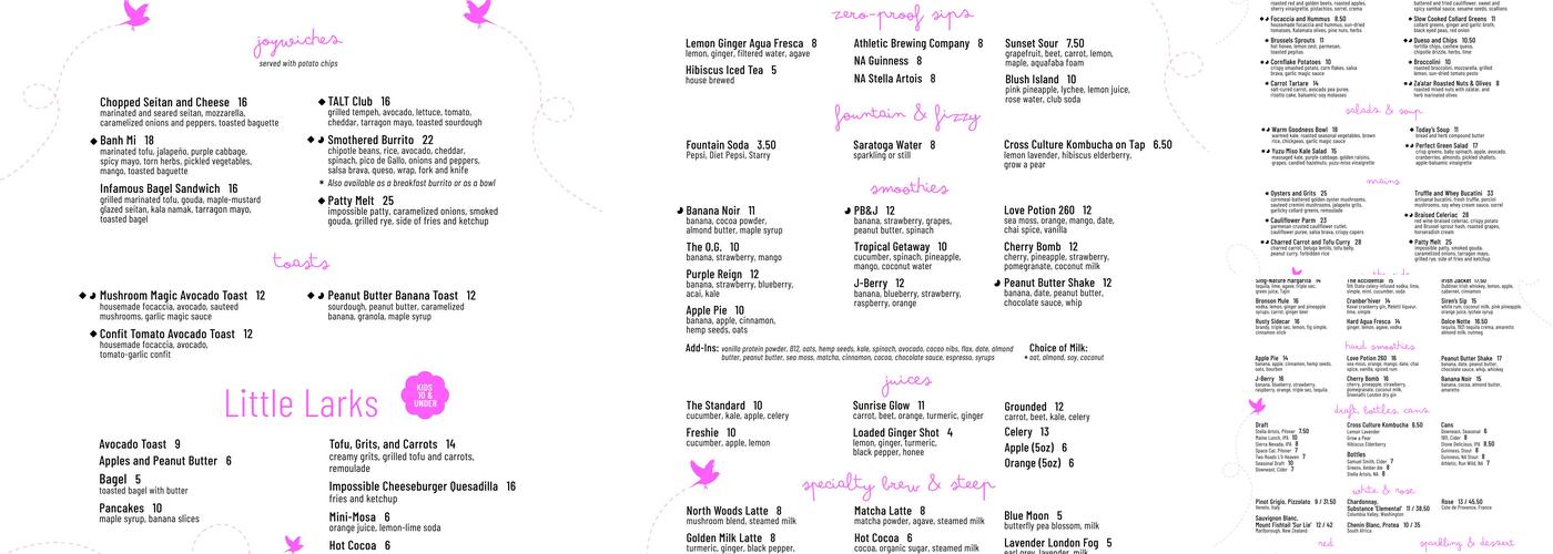 Joylark Kitchen Menu