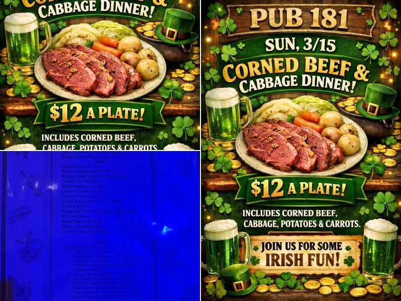 Pub 181 Menu