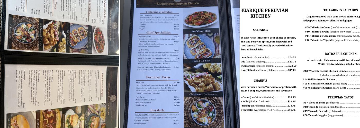 El Huarique Peruvian Kitchen Menu