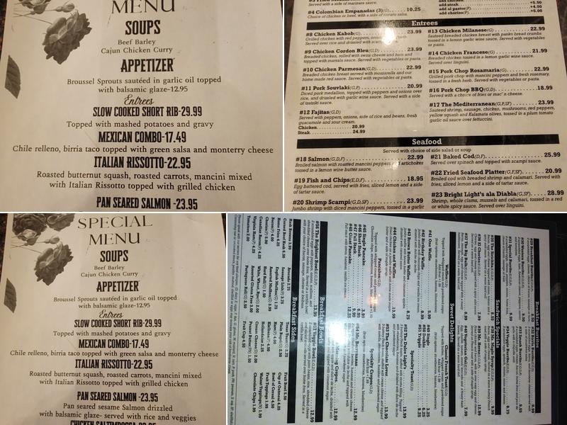 Bright Light Diner Menu