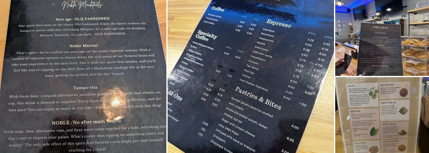 Noble Brew Menu