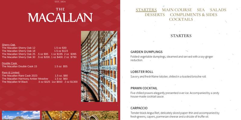 18 South Menu
