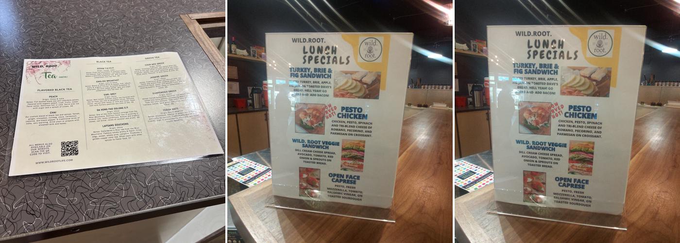 Wild Root Coffee & Tea Menu