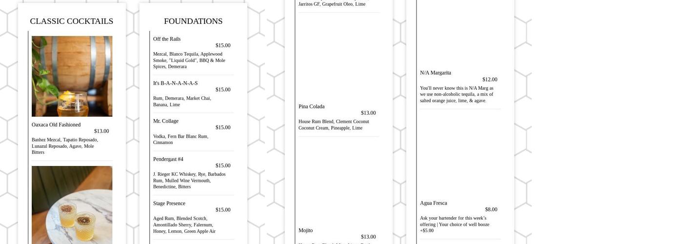 Fern Bar Menu