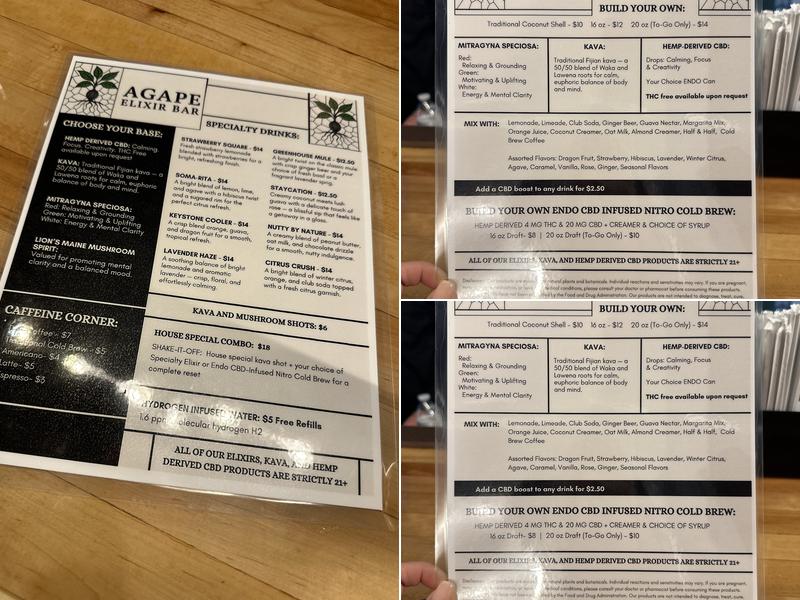 Agape Elixir Bar Menu