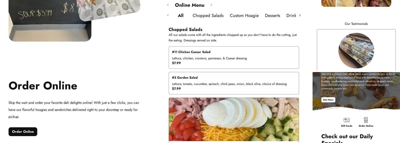 Danny’s Deli Menu