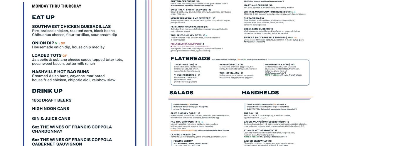 Puttshack - Philadelphia Menu
