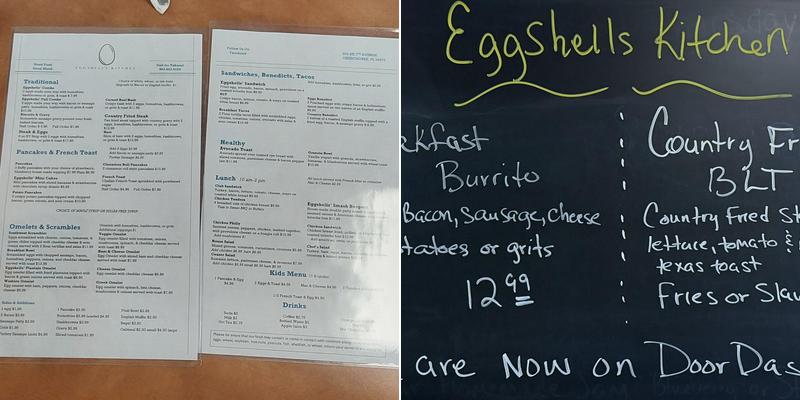 Eggshells Kitchen Menu