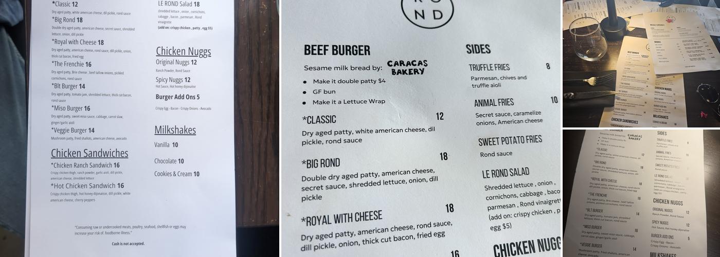 Le Rond Menu