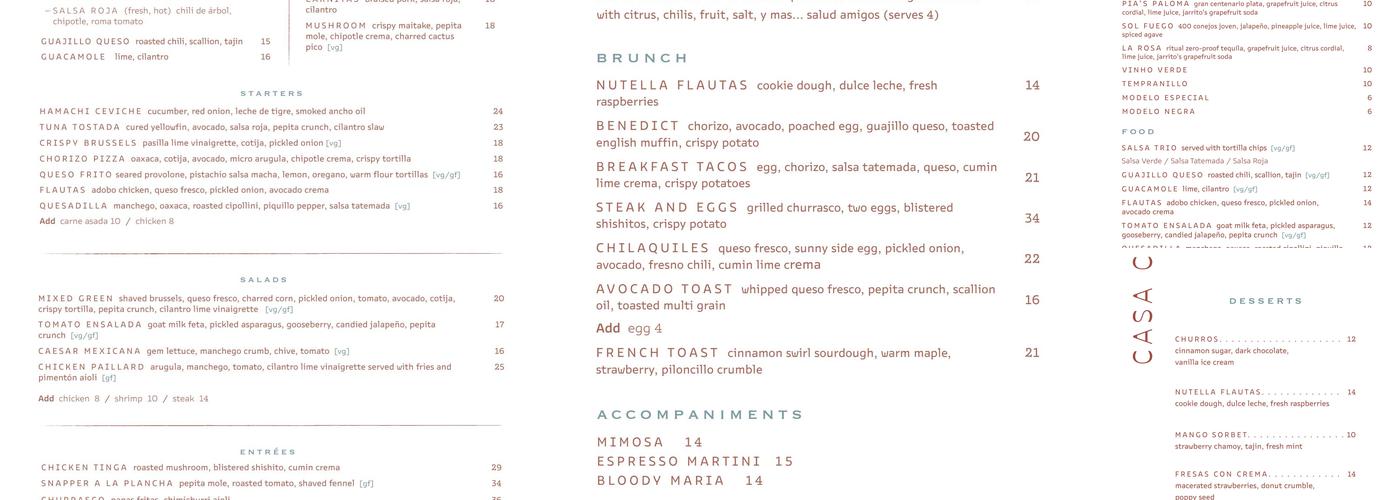 Casa Cami Menu