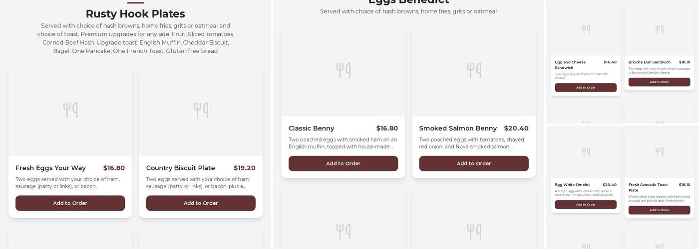 Rusty Hook Tavern Menu