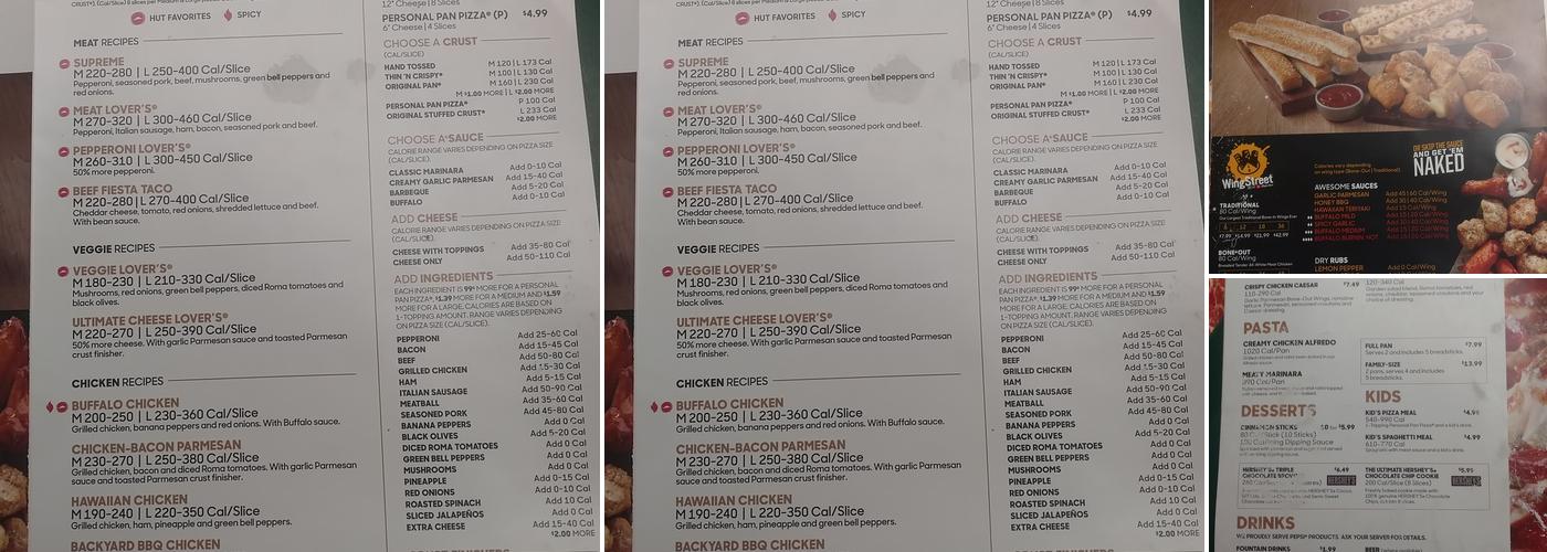 Pizza Hut Menu