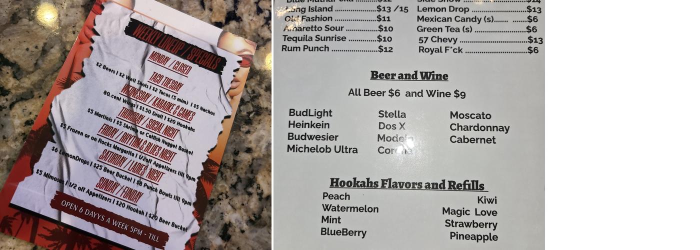 Da' Town Menu