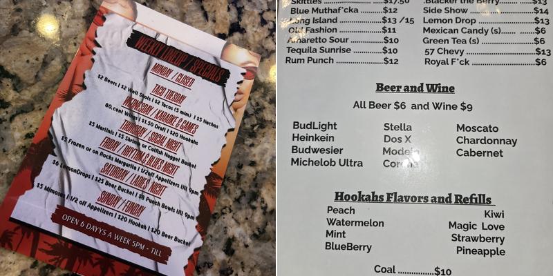 Da' Town Menu