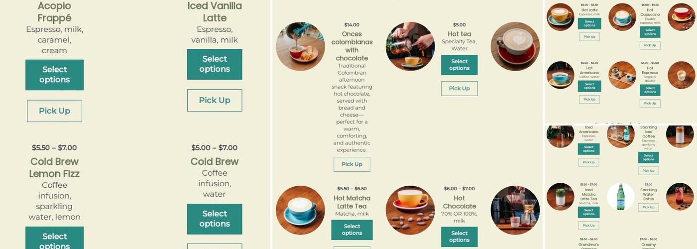Acopio Coffee Menu