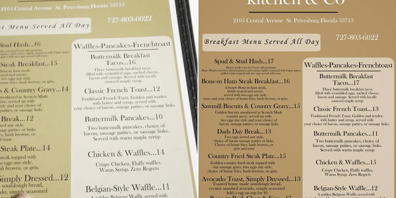DADS’ Kitchen & Co. Menu