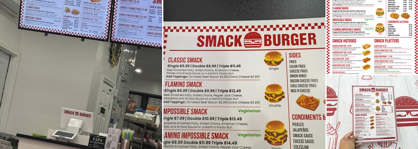 Smack Burger Menu