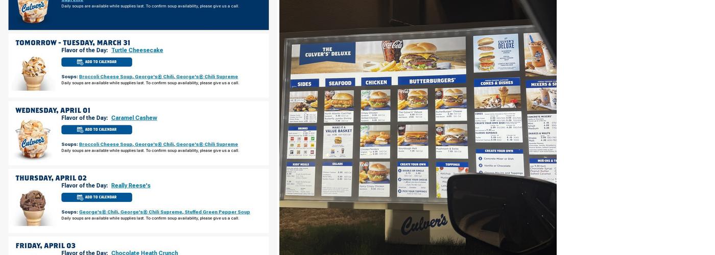 Culver’s Menu
