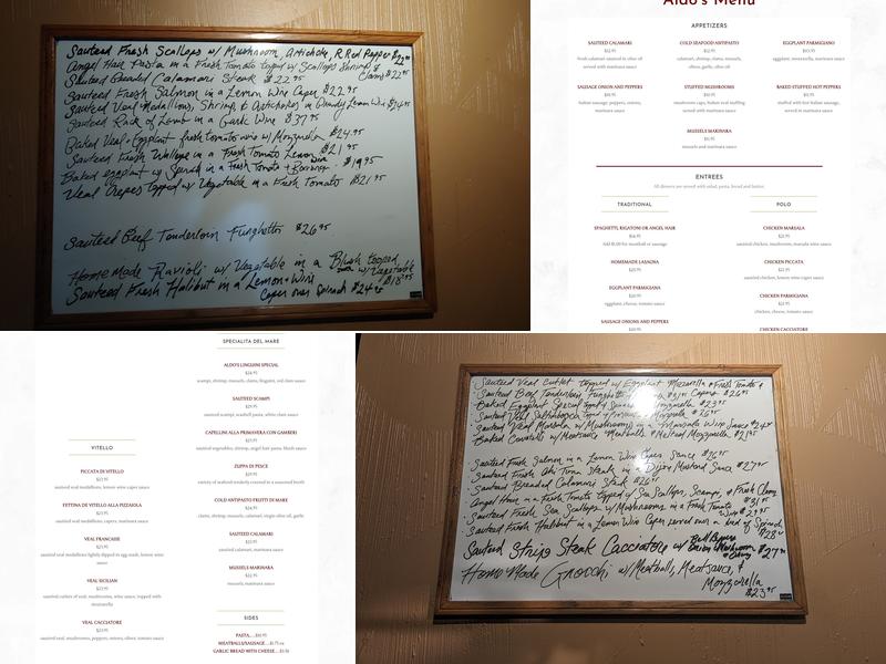 Aldo's Restaurant Menu