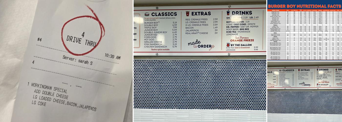 Burger Boy Menu
