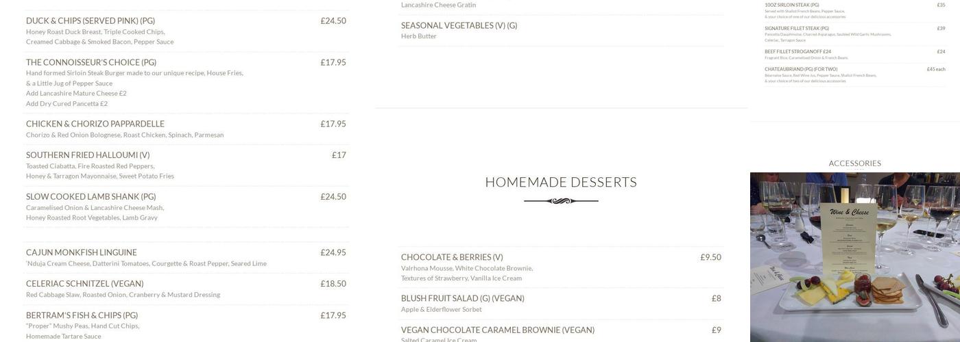 Bertram's Restaurant Menu