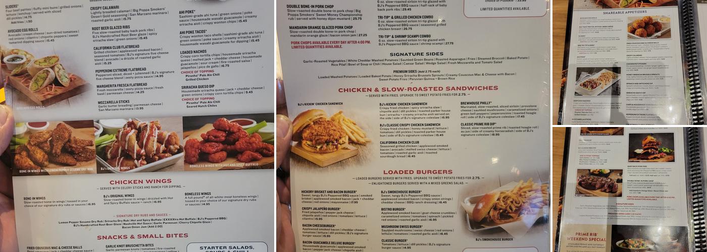 BJ's Restaurant & Brewhouse Menu