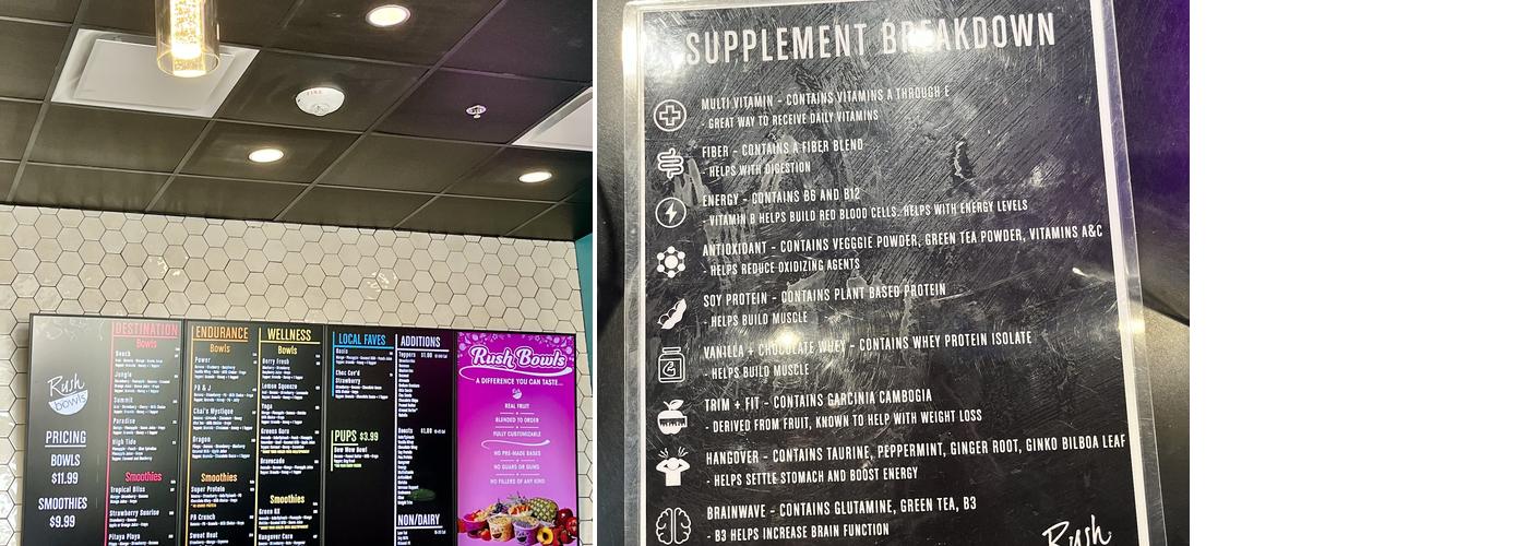 Rush Bowls Menu
