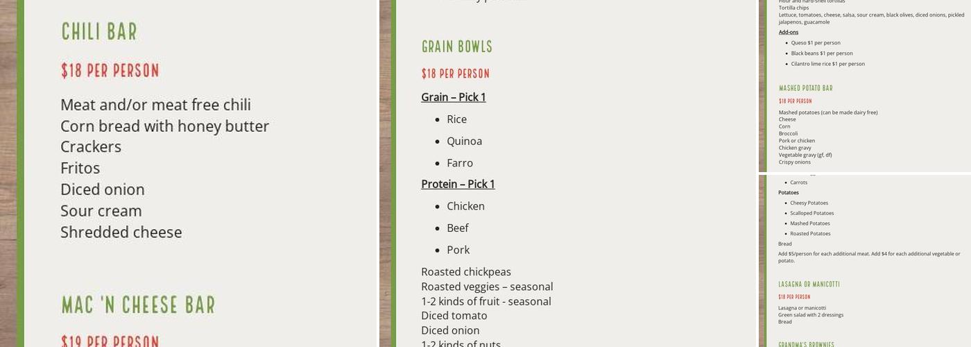 Dinner Delights Menu
