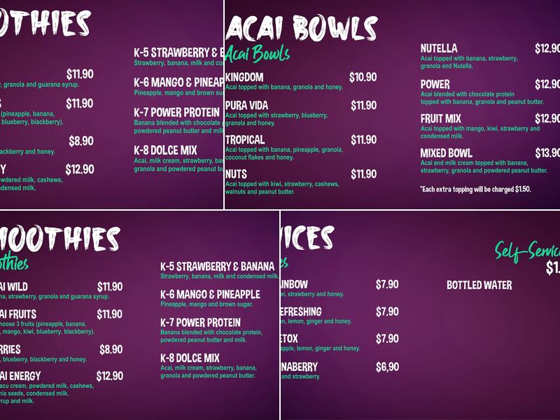 Kingdom Acai - Destin Menu