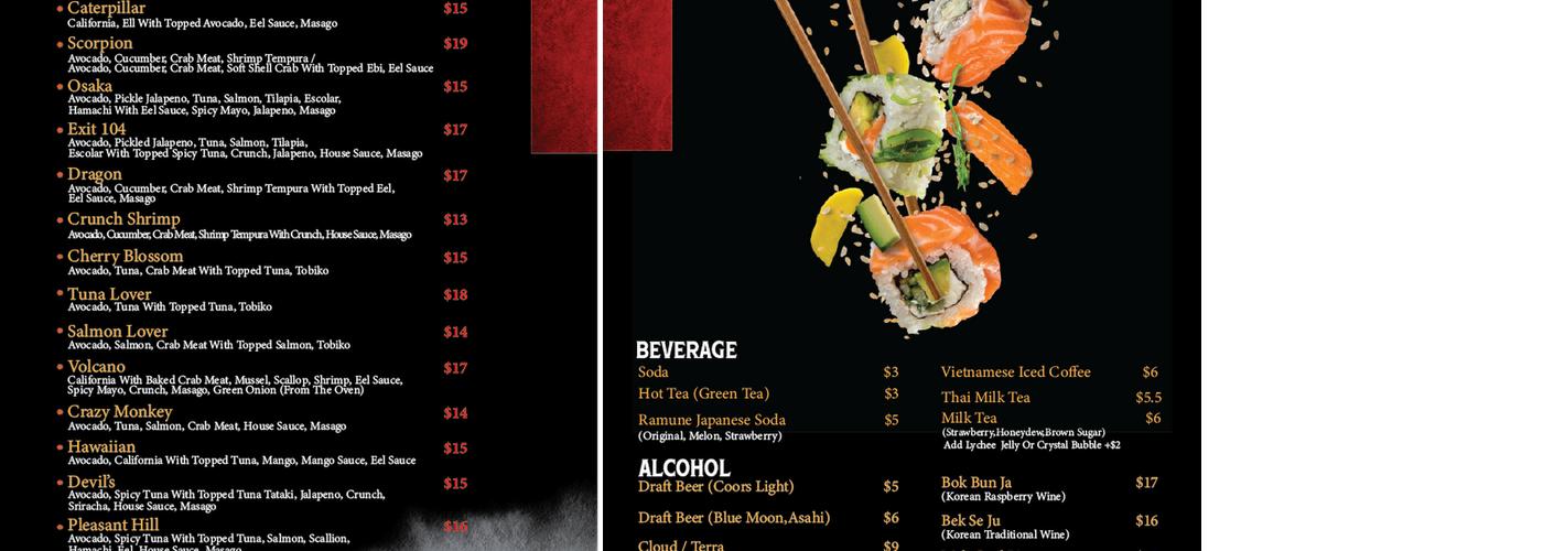 Dragon Roll & Pho Menu