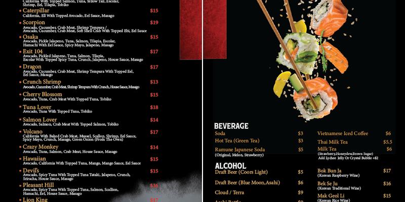 Dragon Roll & Pho Menu