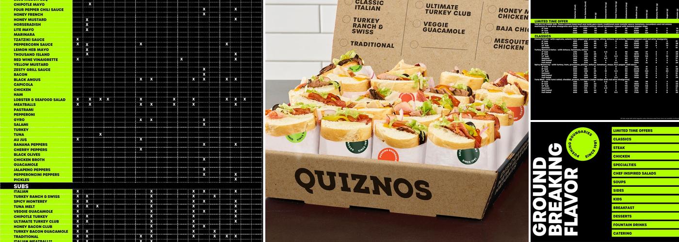 Quiznos Menu