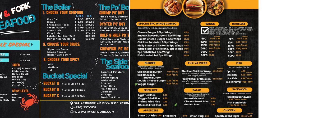 FRY & FORK Menu