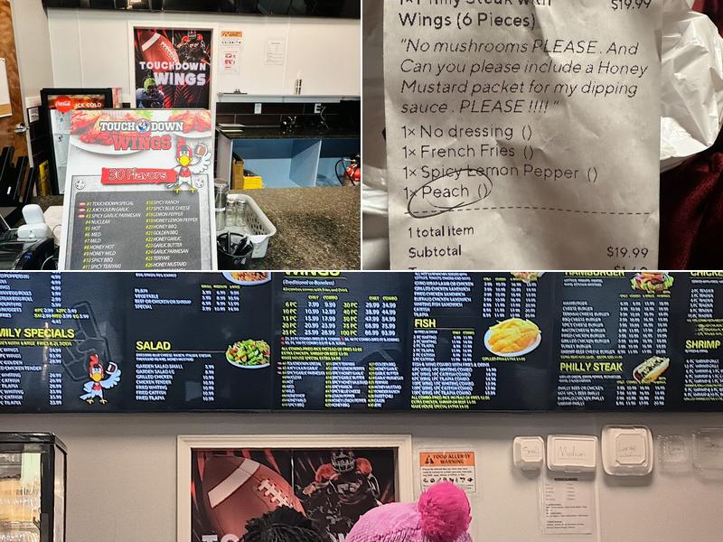 Touchdown Wings Menu