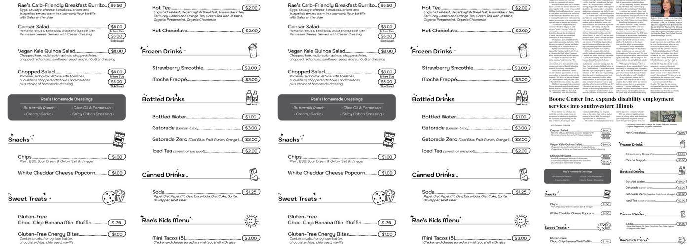 Rae's Cafe Menu