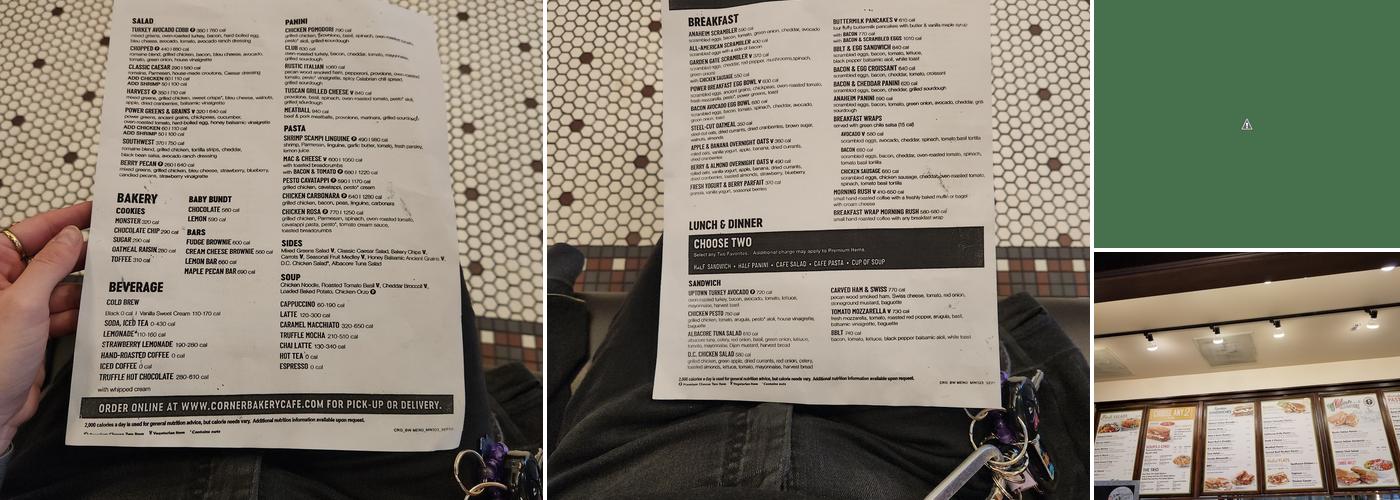 Corner Bakery Cafe Menu